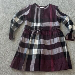 Burberry Kids Checkered Dress - Maroon and Cream
